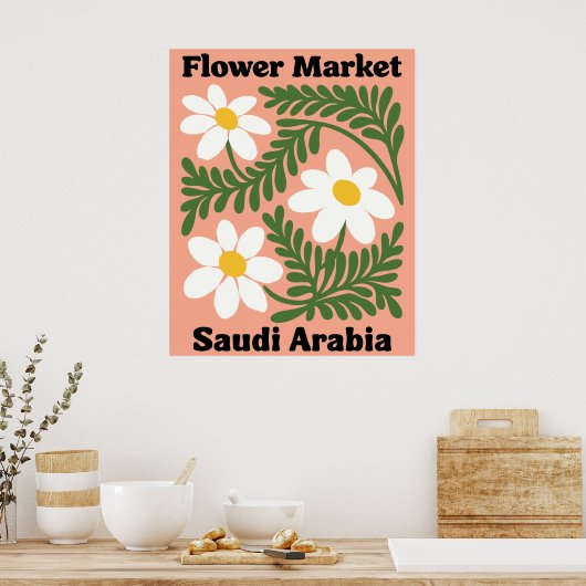 Saudi Arabia Flower Market White Daisy Wall ポスター (キッチン)