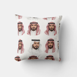 Saudi Arabian Men Portrait Pattern クッション