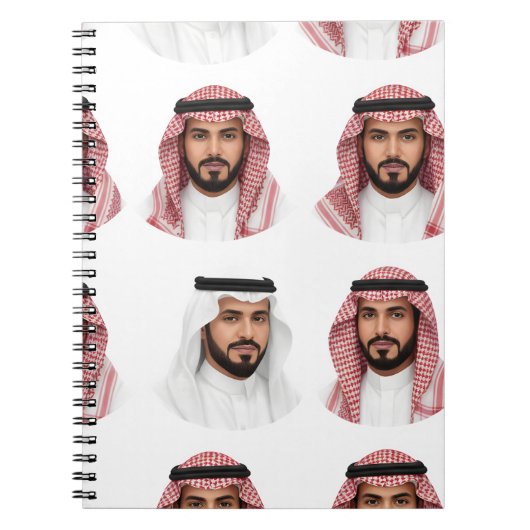 Saudi Arabian Men Portrait Pattern ノートブック (正面)