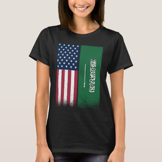 Saudi Flag  USA And Saudi Arabia Flags Proud Tシャツ (正面)
