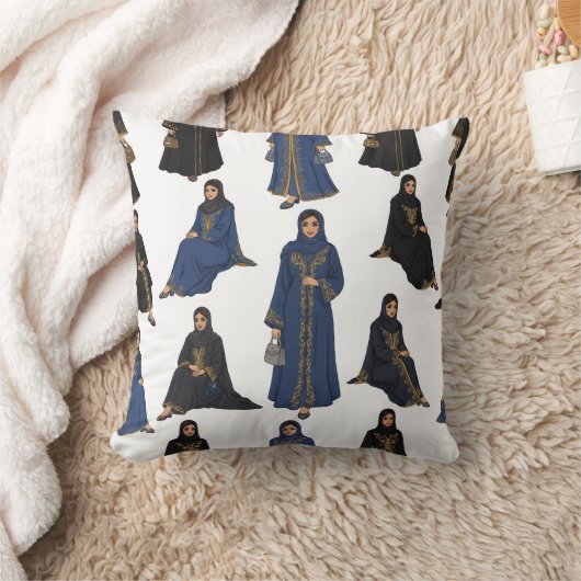 Saudi Women in Colorful Abayas Pattern クッション (ブランケット)