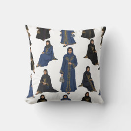 Saudi Women in Colorful Abayas Pattern クッション
