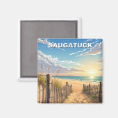 Saugatuck Beach Michigan Travel マグネット (正面/裏面)