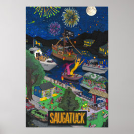 Saugatuck Nightポスター（13インチx 19インチ小） ポスター