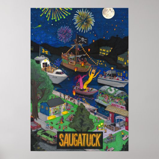Saugatuck Nightポスター(13インチx 19インチ小) ポスター (正面)