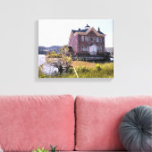 Saugerties Light house, Hudson River New York キャンバスプリント (インサイチュ (リビング))