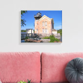 Saugerties Light house, Hudson River New York キャンバスプリント (インサイチュ (リビング))