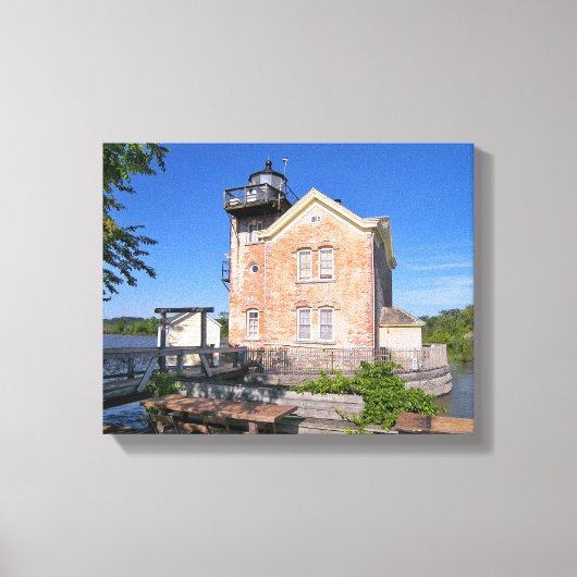 Saugerties Light house, Hudson River New York キャンバスプリント (正面)