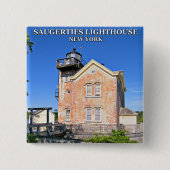 Saugerties Light house, New York Pin On Button 缶バッジ (正面)