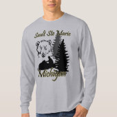Sault Ste Marieミシガン州のスノーモービルくまの灰色 Tシャツ (正面)