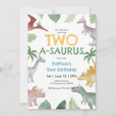 Saurus Dinosaur Birthday Invitation 招待状 (正面)