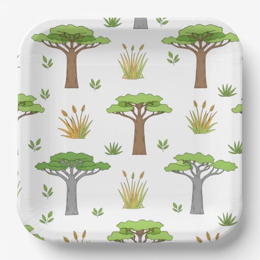 Sauvanna Arbres et Poussins Africains ペーパープレート (正面)