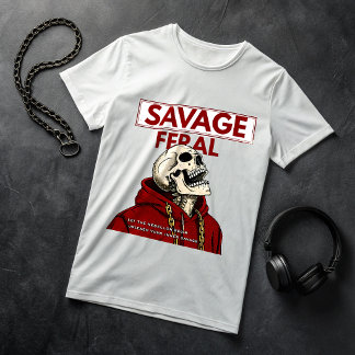 Savage Feral T-Shirt – Skull Hoodie Streetwear Tee Tシャツ