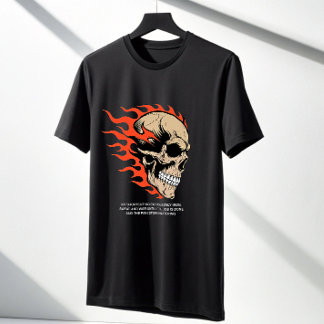 Savage Flaming Skull Gym T-Shirt — No Shortcuts  Tシャツ