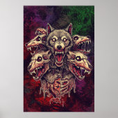 Savage Multi-Headed Demon Wolf Art ポスター (正面)