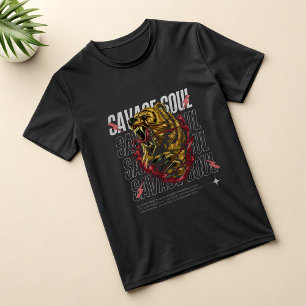 Savage Soul Bear Head AlphaグラフィックTシャツ – はっきりした Tシャツ