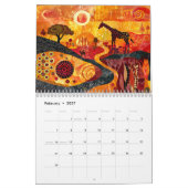 Savanna Spirits – Abstract Wildlife & Tribal Echoe カレンダー (2月 2027)