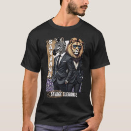 Savanna Style: Elegant Zebra and Lion in Suits Tシャツ