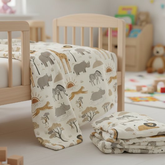 Savanna Sunrise Safari Pattern ID1259 フリースブランケット