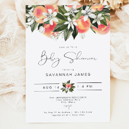 SAVANNAHかわいい小さな桃の赤ちゃんシャワー 招待状