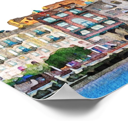 SAVANNAHウォーターカラースカイライン結婚のウェルカムサイン ポスター (角)