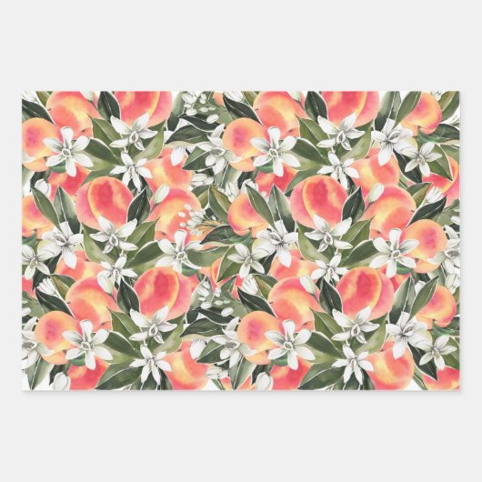 SAVANNAHスイートジョージピーチホワイトフローラ ラッピングペーパーシート (正面2)