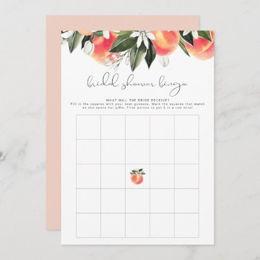 SAVANNAHピーチブライダルシャワービンゴゲーム 招待状 (正面/裏面)