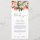 SAVANNAHピーチベビーシャワーテーブルサンキューカード メニュー (正面)