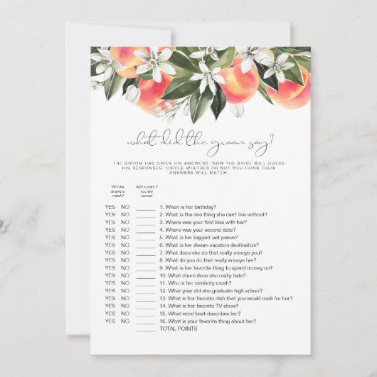 SAVANNAHピーチ何が新郎はブライダルゲームと言った 招待状 (正面)