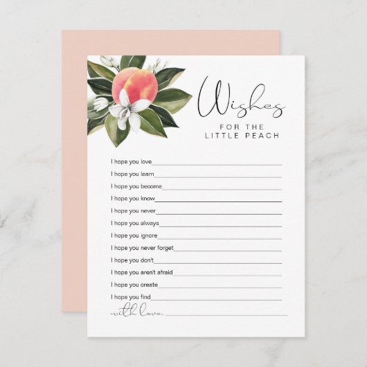 SAVANNAH小さな桃の赤ちゃんシャワーゲームを願う エンクロージャーカード (正面/裏面)