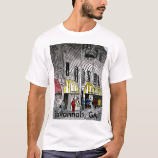 Savannah川の通りGAの都市景観のTシャツ Tシャツ