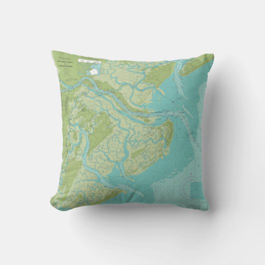 Savannah川のTybeeの島、Wassawの健全な枕 クッション (正面)