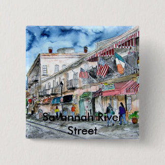 、Savannah川savannah_river_street_painting… 缶バッジ