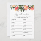 SAVANNAH桃ベビー単語スクランブルベビーシャワーゲーム 招待状 (正面)