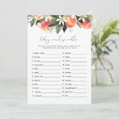 SAVANNAH桃ベビー単語スクランブルベビーシャワーゲーム 招待状 (スタンド正面)