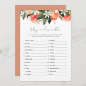 SAVANNAH桃ベビー単語スクランブルベビーシャワーゲーム 招待状 (正面/裏面)