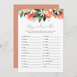 SAVANNAH桃ベビー単語スクランブルベビーシャワーゲーム 招待状