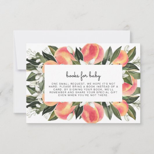 SAVANNAH赤ちゃんシャワーカード用の小さな桃の本 招待状 (正面)