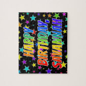 「SAVANNAH」名、おもしろい「ハッピーバースデー」 ジグソーパズル (縦)