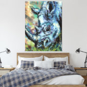 Savannah Canvas Printの黒いRhinoグレーズ キャンバスプリント (インサイチュ (寝室))