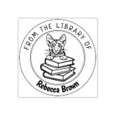 Savannah Catの図書館の本 ラバースタンプ (インプリント)