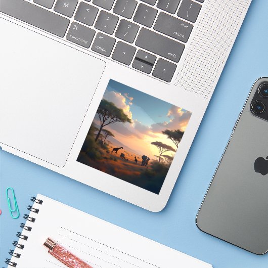 Savannah Dawn - Square Vinyl シール (ノートパソコンとiPhone)