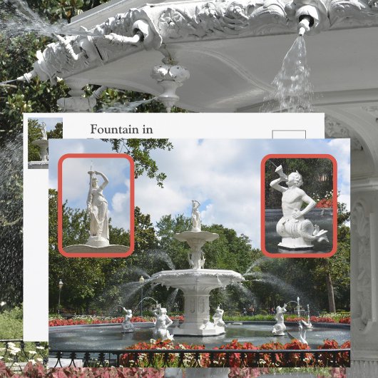 Savannah Forsyth Fountain Park Georgia写真 ポストカード