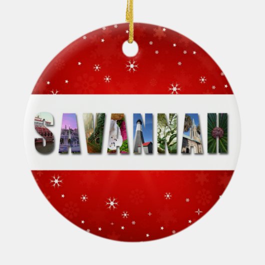 Savannah Georgia旅行写真クリスマス セラミックオーナメント (裏面)