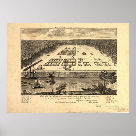 Savannah Georgia 1734 Panoramic Map ポスター (正面)