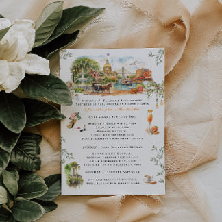 Savannah Georgia Bachelorette Weekend Itinerary 招待状