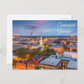 Savannah, Georgia Downtown View at Sunset  ポストカード (正面/裏面)
