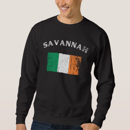 SAVANNAH GEORGIA Irish American Flag Badge スウェットシャツ (正面)