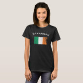 SAVANNAH GEORGIA Irish American Flag Badge Tシャツ (正面フル)