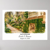 Savannah Georgia Poster, Watercolor, Custom ポスター (正面)